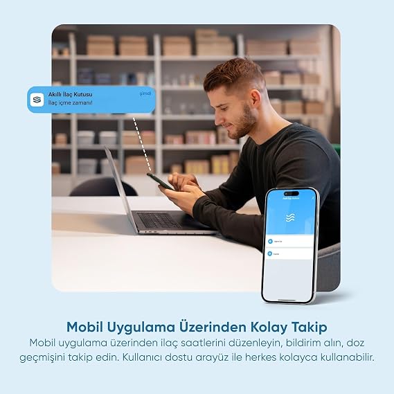 Şımart Akıllı İlaç Kutusu Bluetooth Bağlantılı, Sesli Alarm ve Bildirim