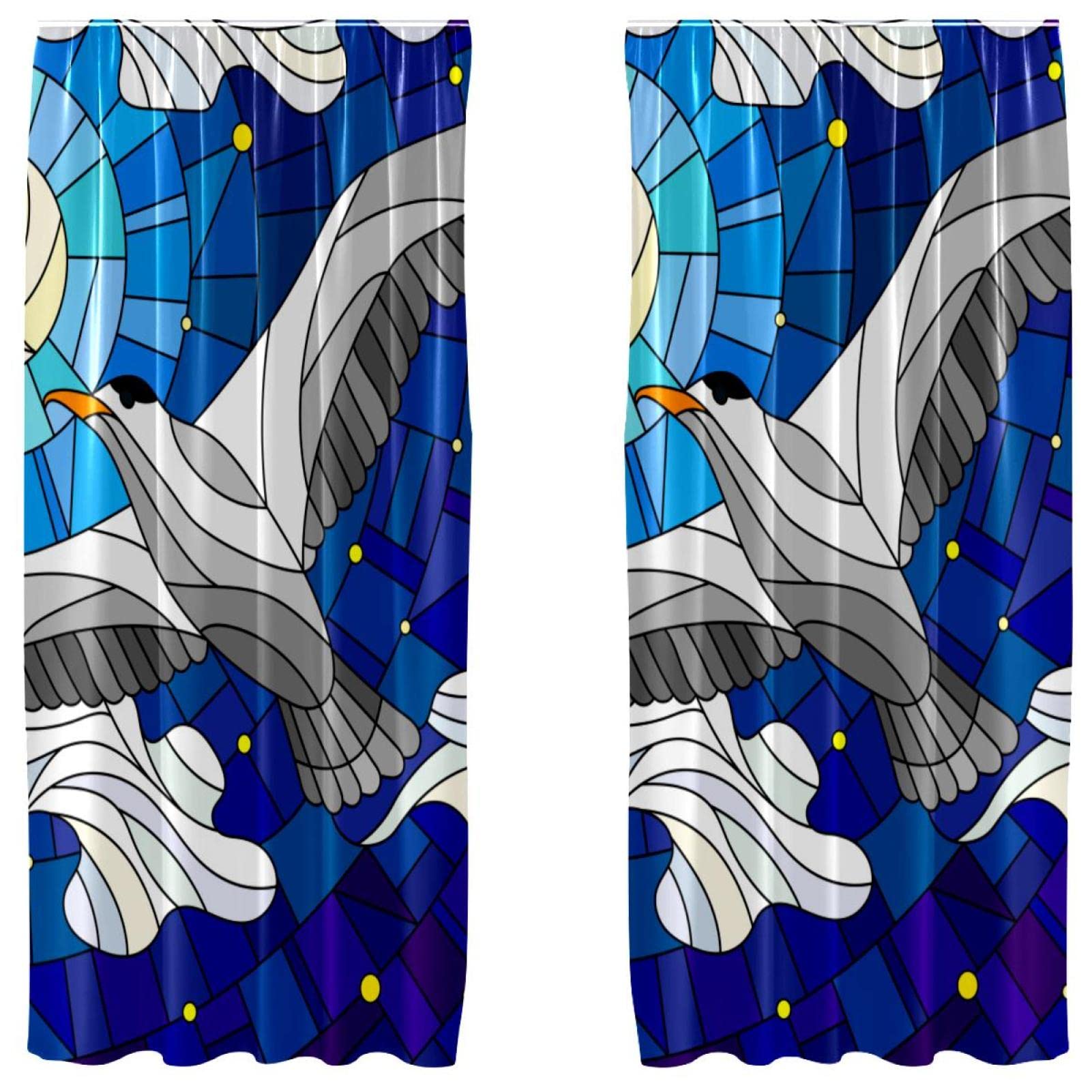 Rideaux occultants contre la lumière du jour motif colombe bleue microfibre