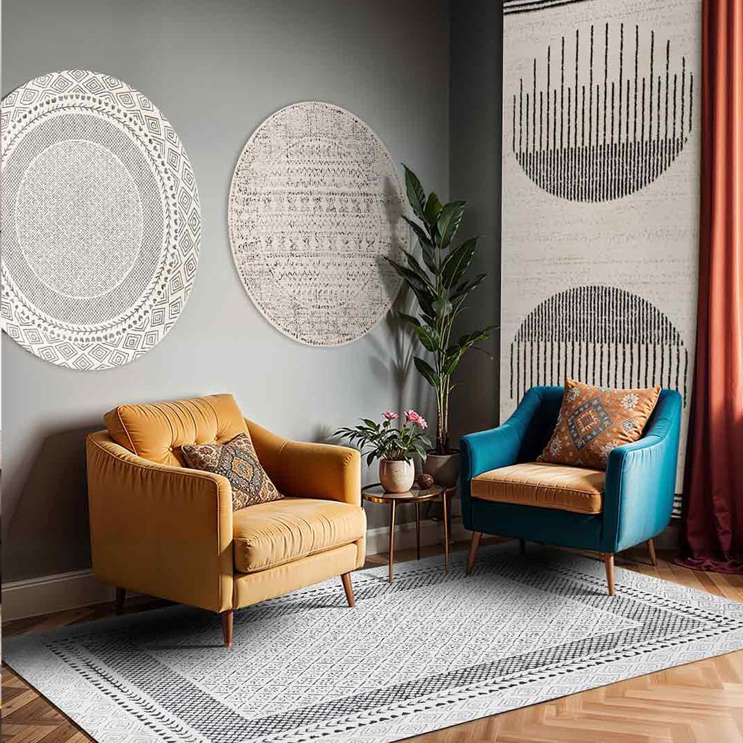 Surya Luanda Teppich Wohnzimmer Boho, großer Teppich Schlafzimmer 160x220 cm - Teppich für Esszimmer mit geometrischem Muster, Skandinavischer Wohnzimmerteppich modern in Grau, Schwarz und Beige