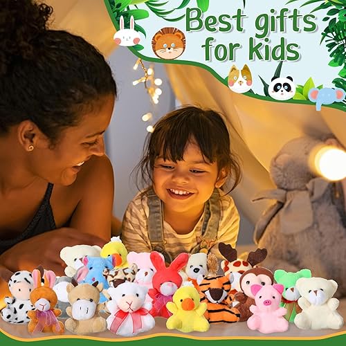Miniatura 6 de Sasylvia 300 piezas de mini juguetes de peluche a granel llavero decoración de 2.4 pulgadas pequeños juguetes de animales pequeños juguetes de