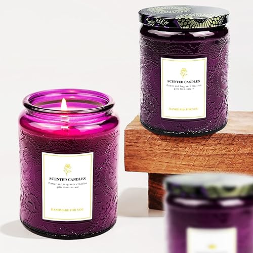 Miniatura 6 de Paquete de 9 tarros de velas en relieve de 8.8 onzas para hacer velas, recipientes de vidrio con tapas de lata y etiqueta adhesiva, etiqueta de