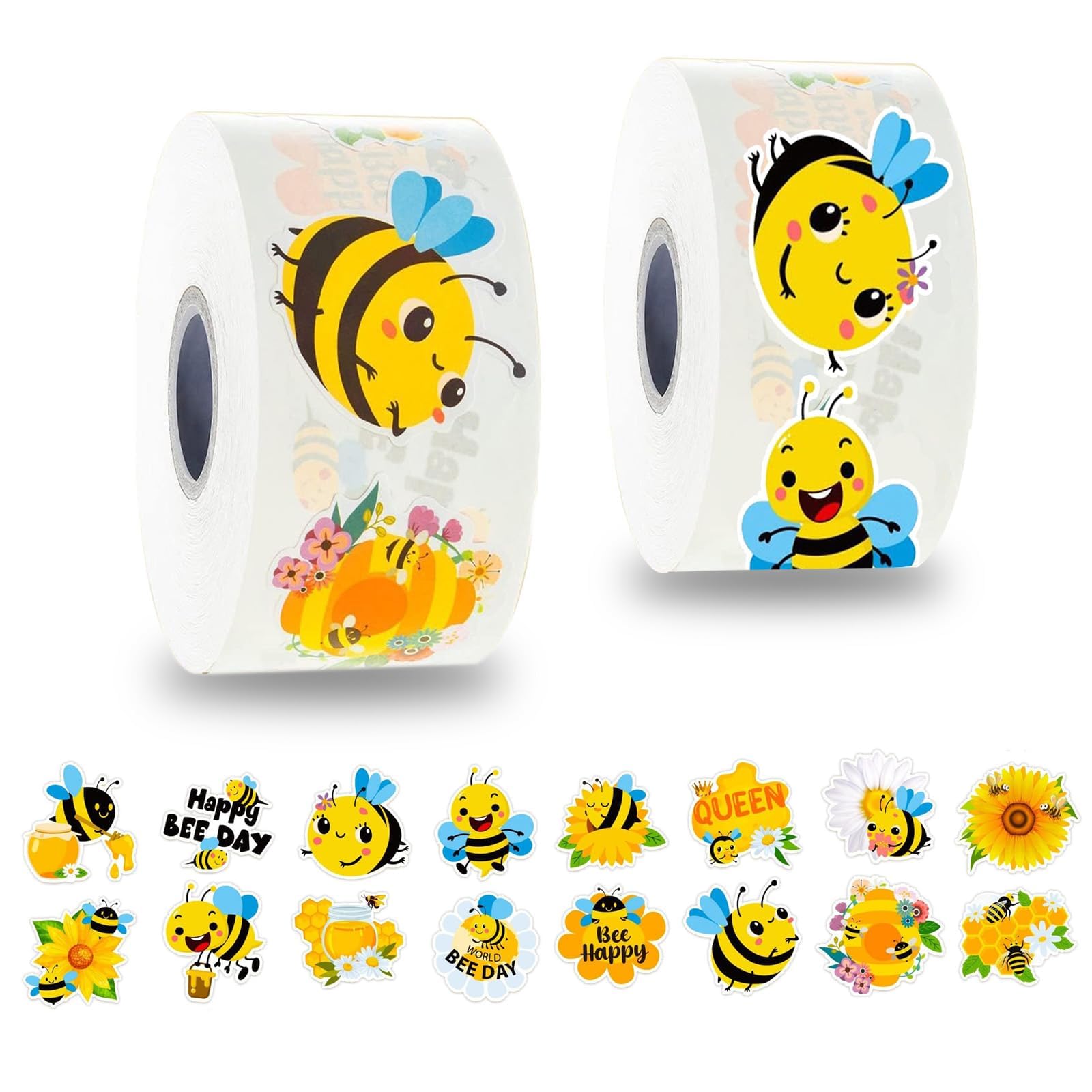 Bee Stickers for Kids,1000 PCS Reward Stickers in 16 Patterns,Teacher Supplies for Classroom,Animal Stickers Bulk for Kids,2 Rolls Motivational Stickers for Kids (1 Inch)