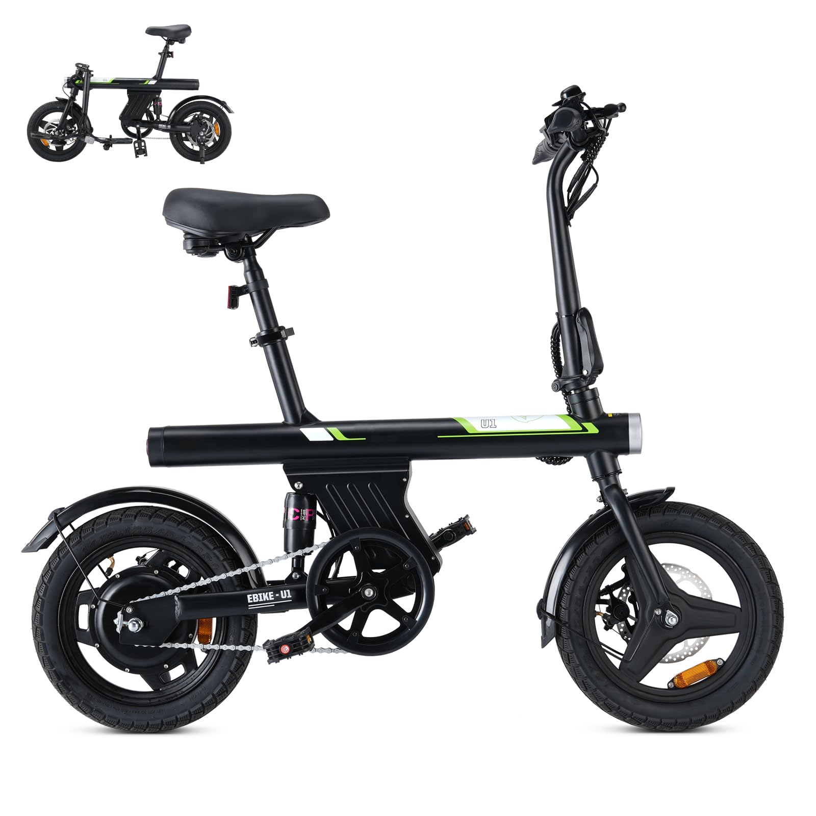Finbike E Bike Klapprad,14 Zoll Elektrofahrrad 7.8Ah Akku,250W Kompakt Elektrofahrräder mit 3H Schnellladung,3 Fahrmodi,3 Geschwindigkeitsmodi,Reichweite MAX 45km,Electric Bike für Herren und Damen