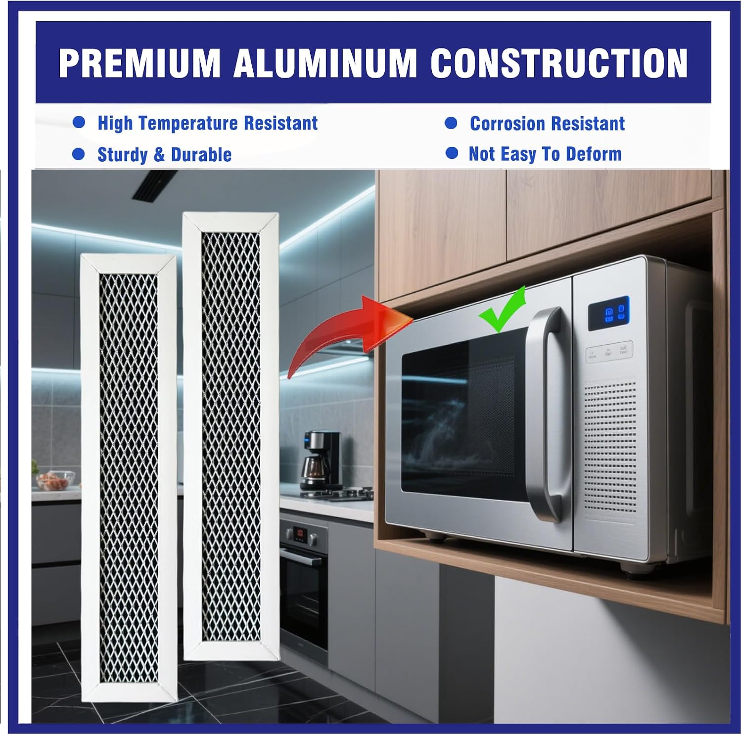 2 Pcs Microwave Charcoal Filter Mesh Replacement Compatible with GE PVM9005SJ1SS, PVM9005SJ2SS, PVM9005SJ3SS, PVM9005SJ4SS, PVM9005SJ5SS