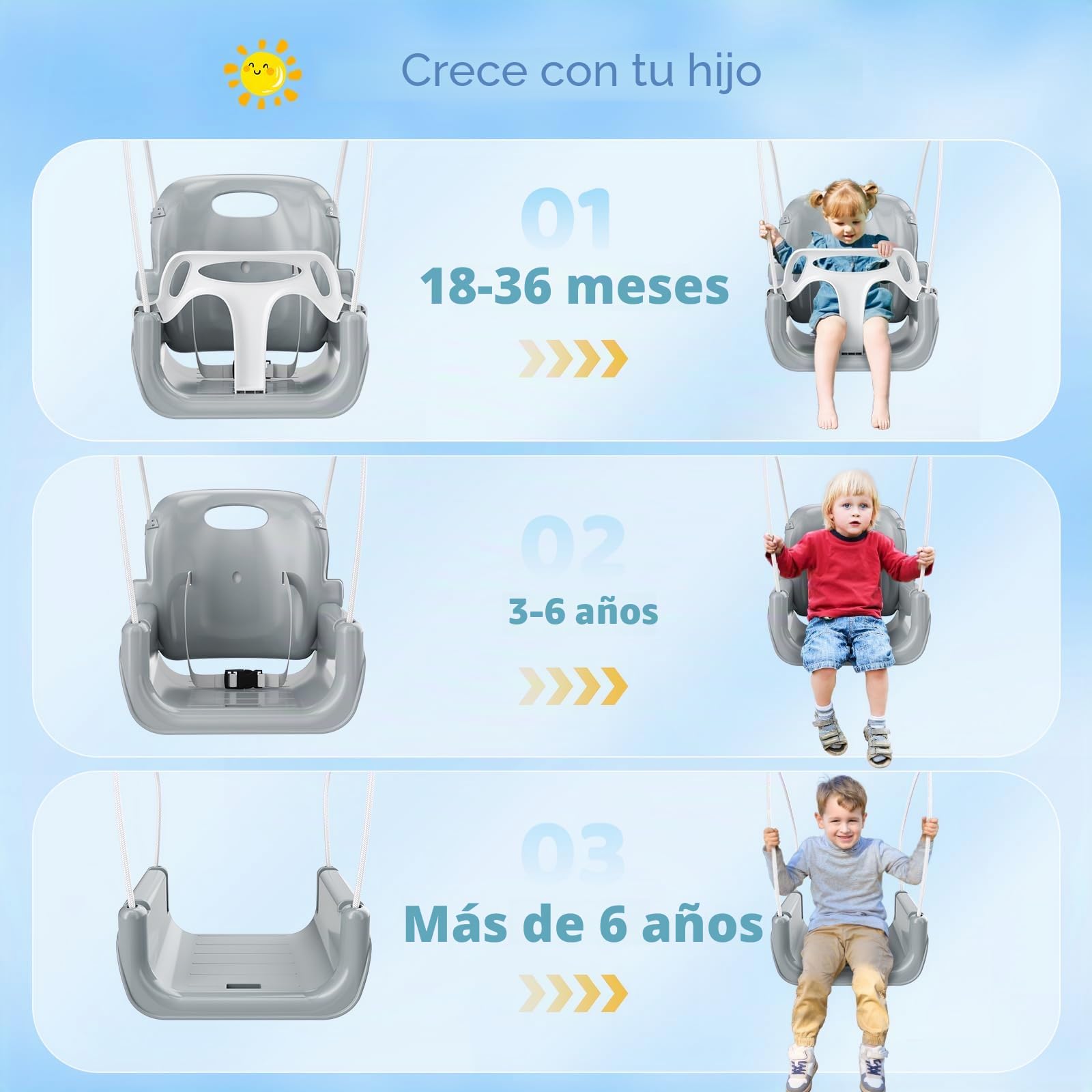 Baby Swing con el Marco 2 en 1, el Columpio para niños con un Soporte de Metal, el cinturón de Seguridad, Sentado para Interiores y al Aire Libre (Blanco)