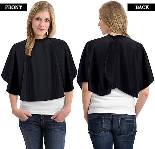 Miniatura 3 de Wesiti 16 piezas de capa corta de maquillaje para mujeres y hombres, capa de corte de pelo de nailon impermeable negra, delantal de pelo de