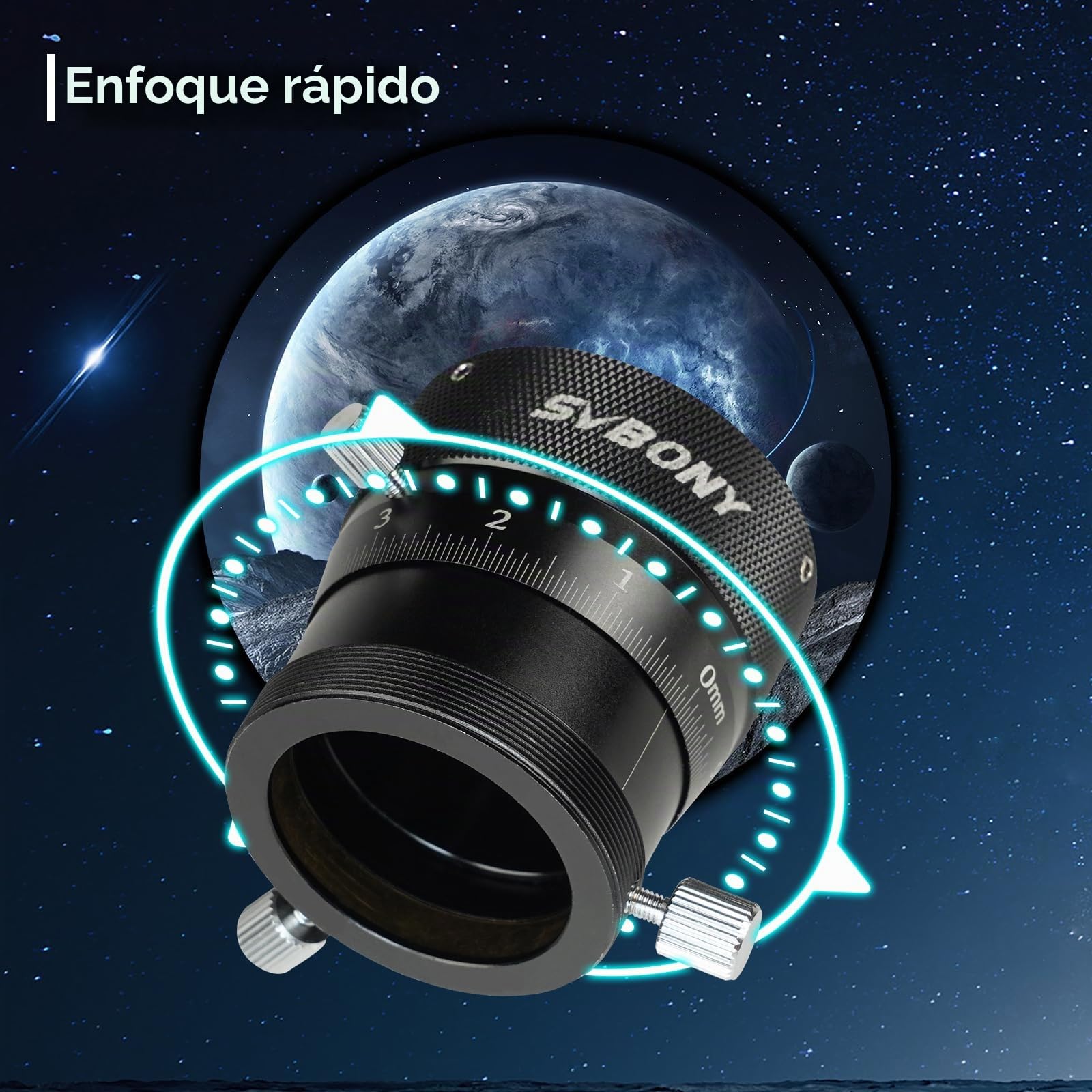 Svbony SV161 Doble Enfocador Helicoidal 1.25", Enfoque Telescopio a Escala de 0.05mm con Hilo T2 Stroke de Enfoque de 10mm, Accesorios para Telescopios de Metal para Observación Astrofotografía