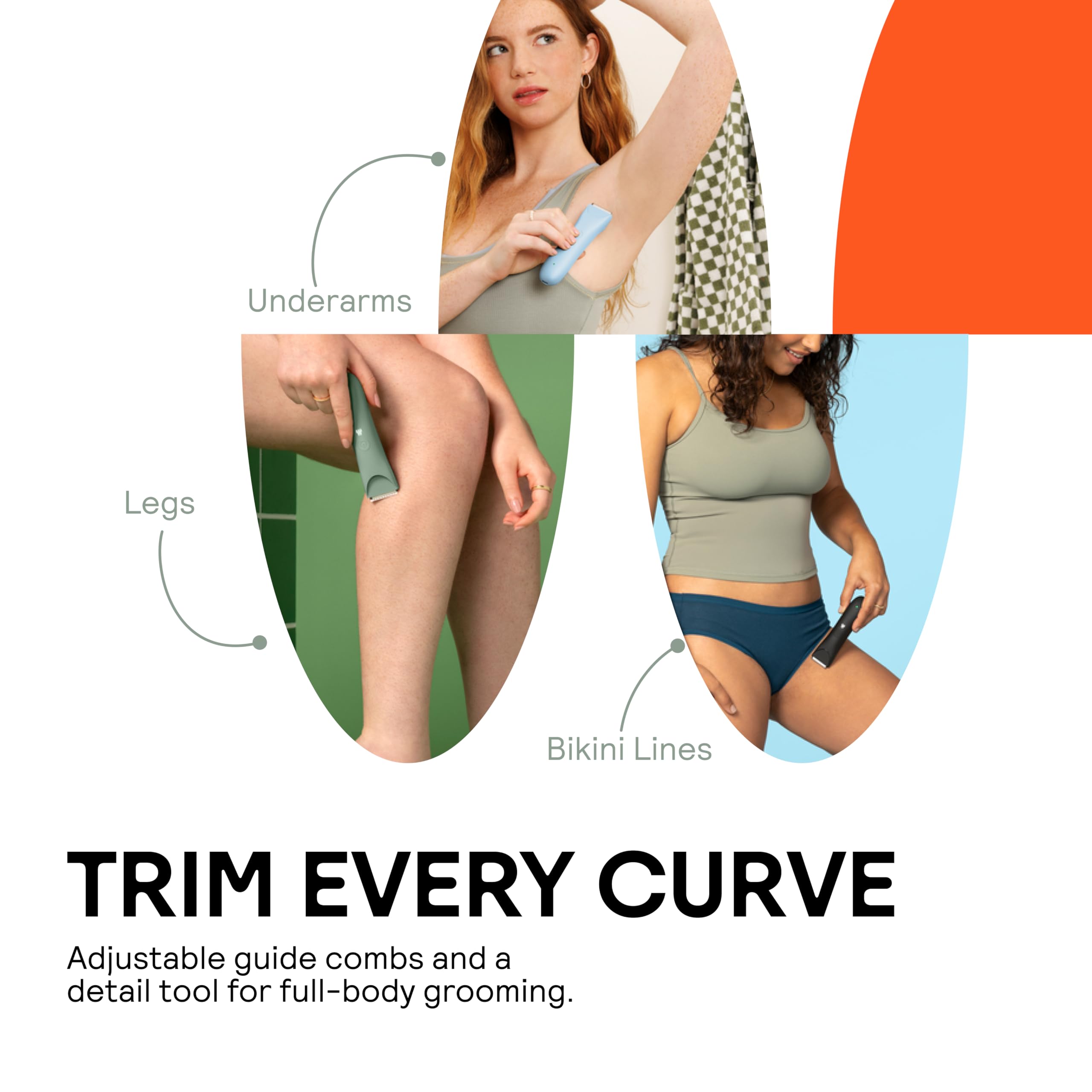 Meridian Recortadora más delgada, recortadora de vello púbico y corporal, depilación de bikini, sin rasguños, quemaduras de afeitar, sin encarnados, diseño ergonómico, tecnología húmeda/seca, foco LED