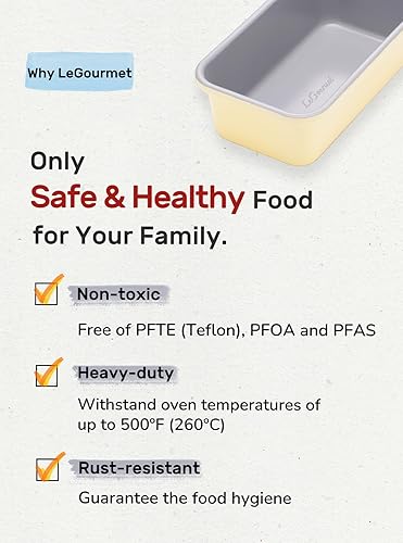 Miniatura 4 de LeGourmet Molde antiadherente para pan de 9 x 5 pulgadas, revestimiento de cerámica, no tóxico, acero aluminizado resistente a la corrosión, plato