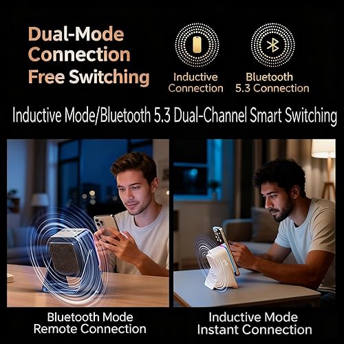 Miniatura 4 de Altavoz Bluetooth de inducción inalámbrico 5 en 1 con soporte ajustable para teléfono, luces ambientales recargables y RGB, sonido envolvente