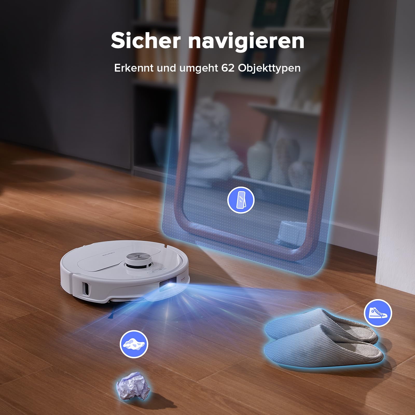 roborock Qrevo Master Saugroboter mit Wischfunktion&Hebarem Wischmopp, FlexiArm Design, HyperForce Saugkraft von 10.000 Pa, zusätzlich 2 Wischmops, Roboterstaubsauger-Set(Weiß)