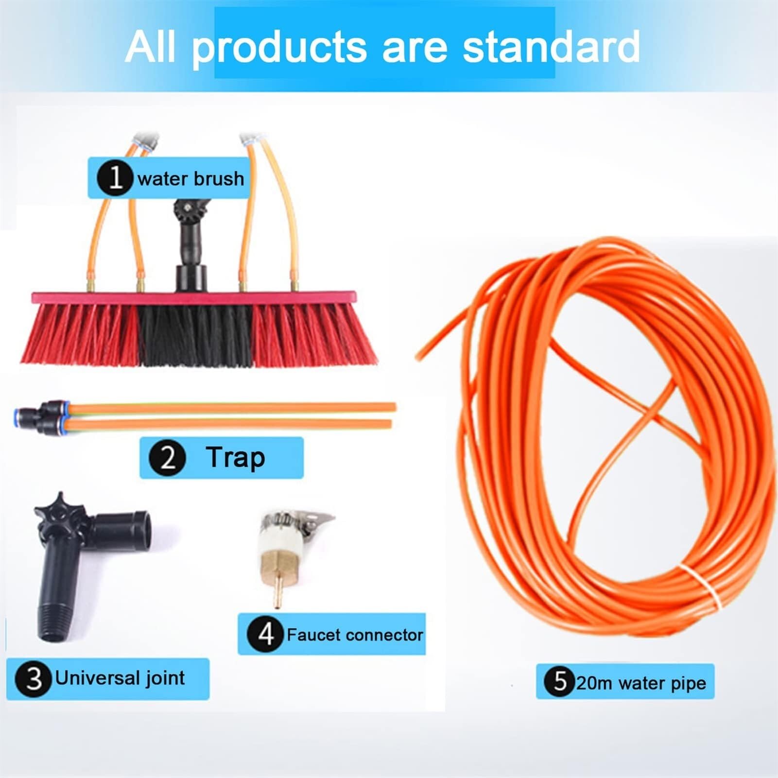 Cepillo cópico con alimentación de Agua Cepillo de Poste para Limpieza de Ventanas Sistema de Limpieza de Ventanas y Paneles solares Kit de Poste con alimentació