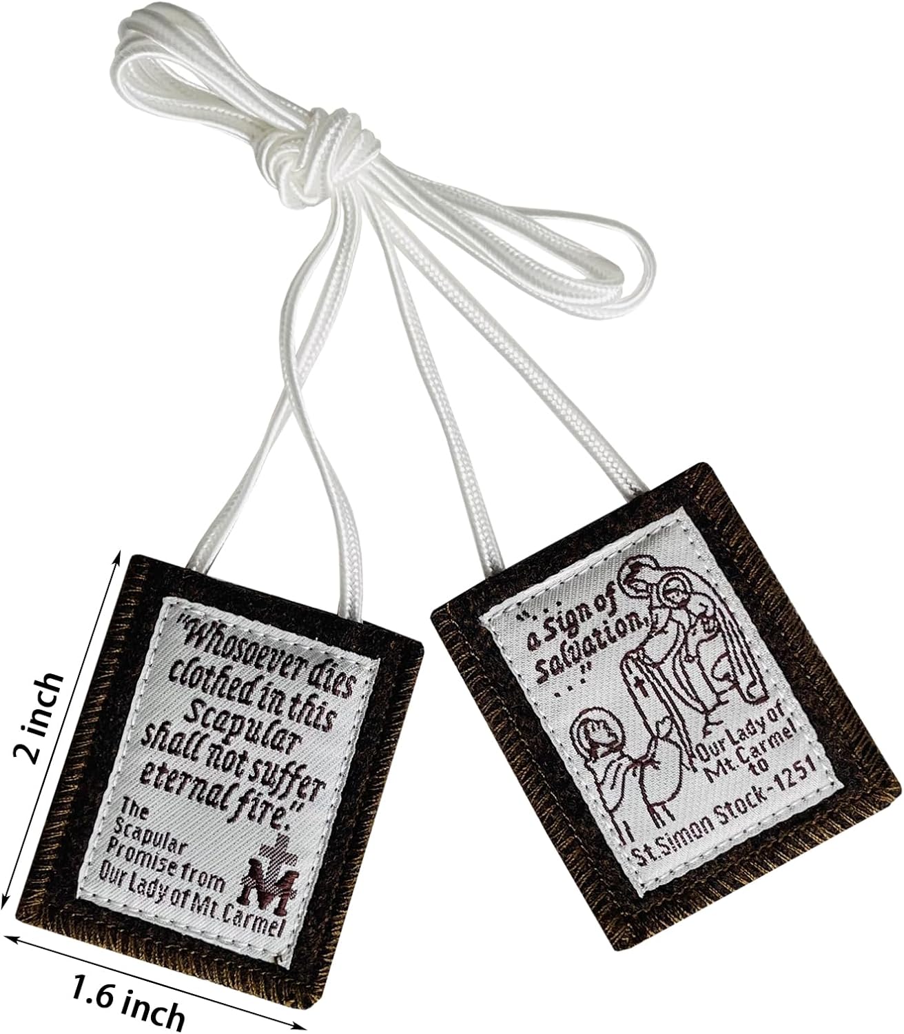 Scapulars Catholic, 3 Pack Bulk Brown Scapular of Our Lady of Mount Carmel,Escapularios Catolicos Scapular Catholic Gift for Women Man,Mexican Catholic Decor Religious Statues - Image 2