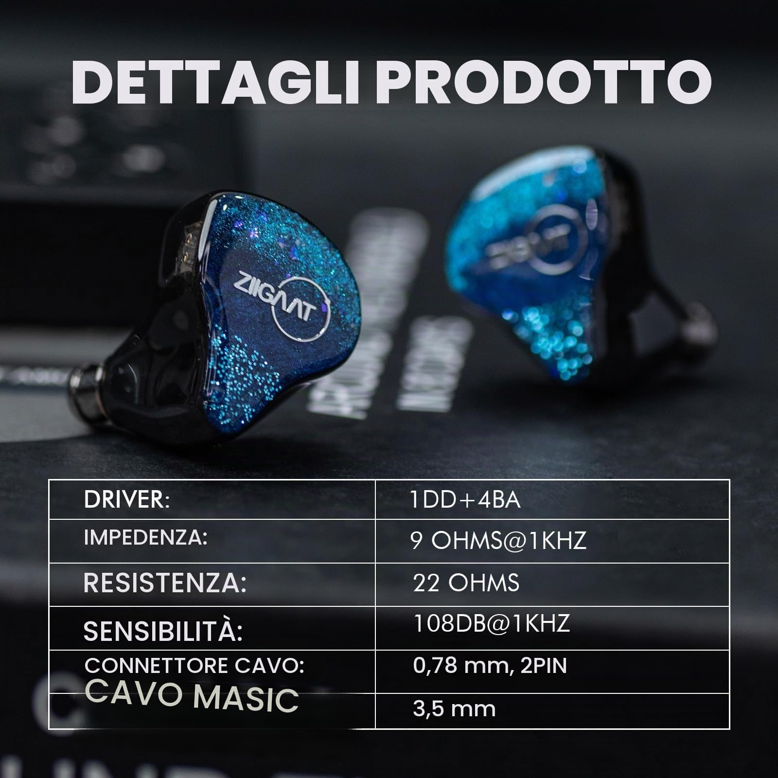 Linsoul ZiiGaat X Fresh Reviews Arete Monitor Intrauricolare, Cuffia Iem Ibrida 1Dd+4Ba, Cuffia Da Gioco Cablata, Monitor Da Studio, Cavo Iem Staccabile Per Musicisti Audiofili (Blu)