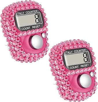 2Pcs Pink Electronic Finger Tally Counter Clicker Counter,Convenient Portable Digital Display Tally Counter, Digital Tally Counter with LCD Display, Portable Hand Counter for Sports, Golf, Counting