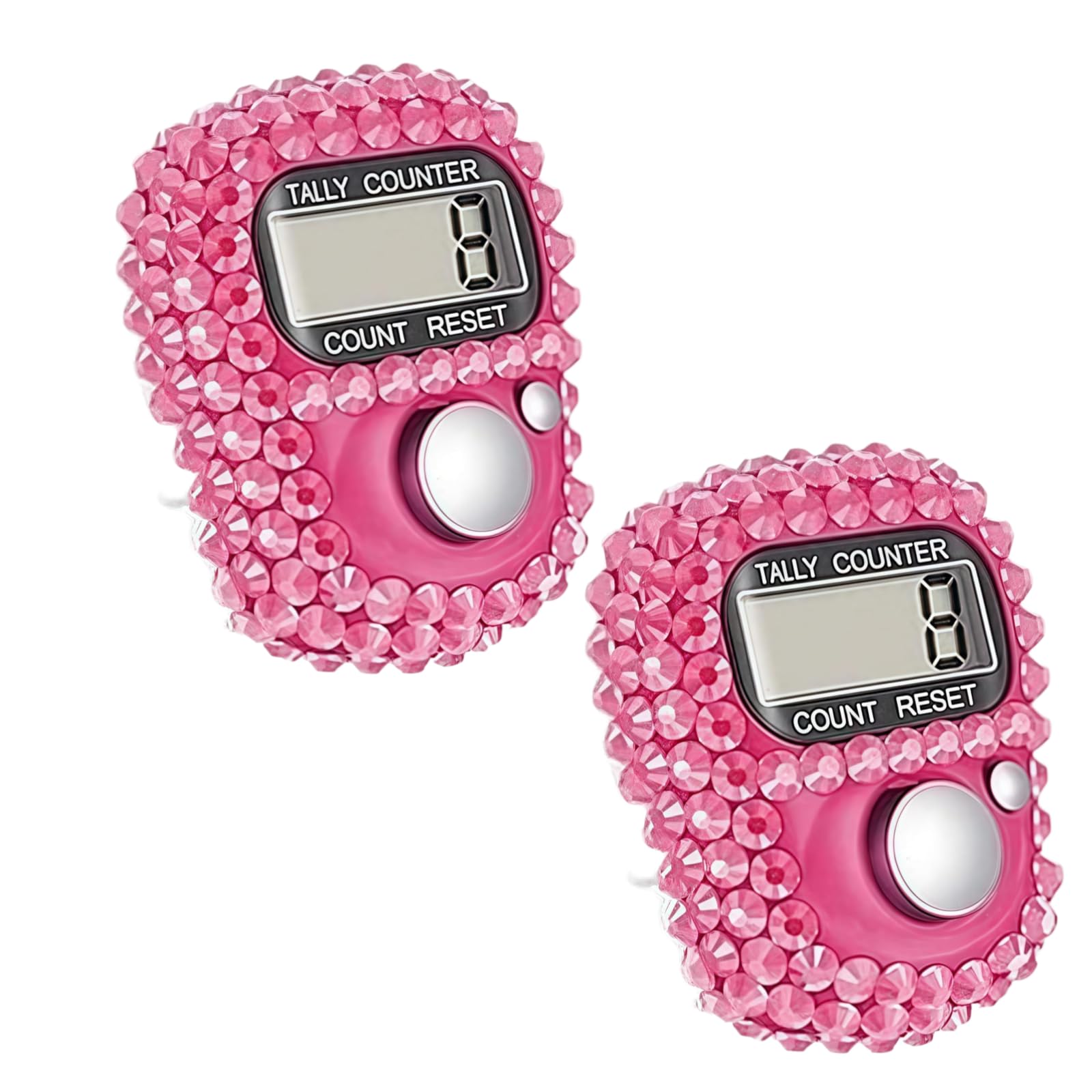 2 contadores electrónicos rosados de contador de dedos, práctico contador de cuentas de pantalla digital portátil, contador digital con pantalla LCD, contador de mano portátil para deportes, golf