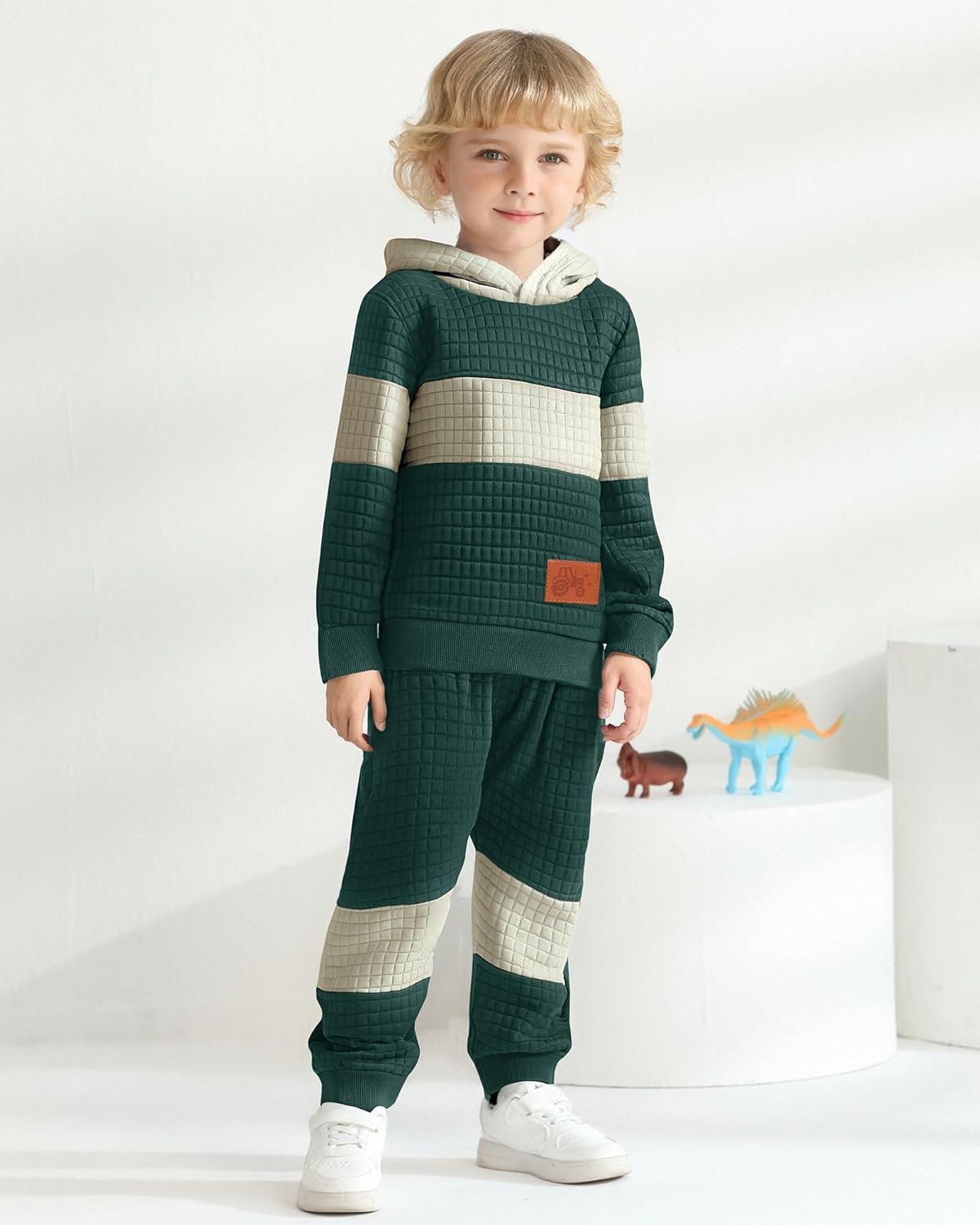 Toddler Baby Boy Clothes Fall Winter Outfit Long Sleeve Patchwork Hoodie Sweatshirt and Jogger Sweatpants Sweatsuit - Image 4