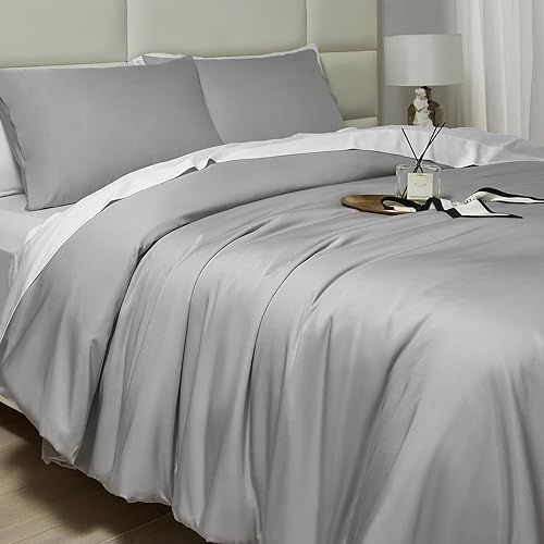 Miniatura 3 de HYPREST Funda de edredón tamaño King, rayón derivado de bambú, 400 hilos, suave, agradable al tacto, transpirable, refrescante para personas que
