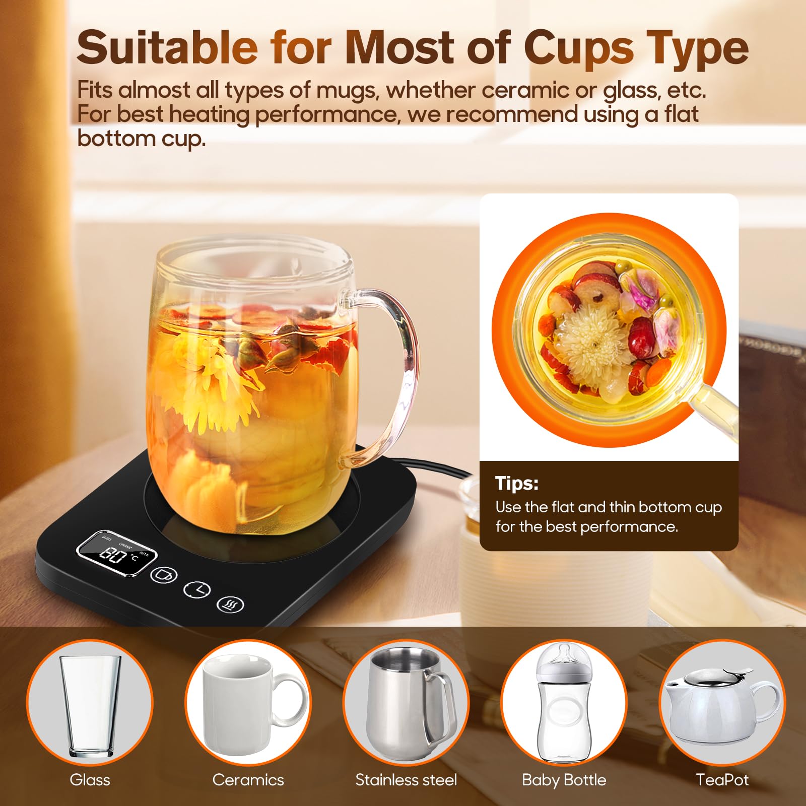 Calentador de Tazas de Café, Calentador de Tazas Inteligente con Encendido Apagado Automático, Sensor de Gravedad, Apagado Automático de 4 Horas