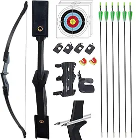 Arco Recurvo E Conjunto de Flechas para Adultos E Jovens de 20, 30 E 40 Libras, Kit de Arco E Flecha Desmontável para Iniciantes, para Destros E Canhotos, para Prática E Treinamento de Tiro