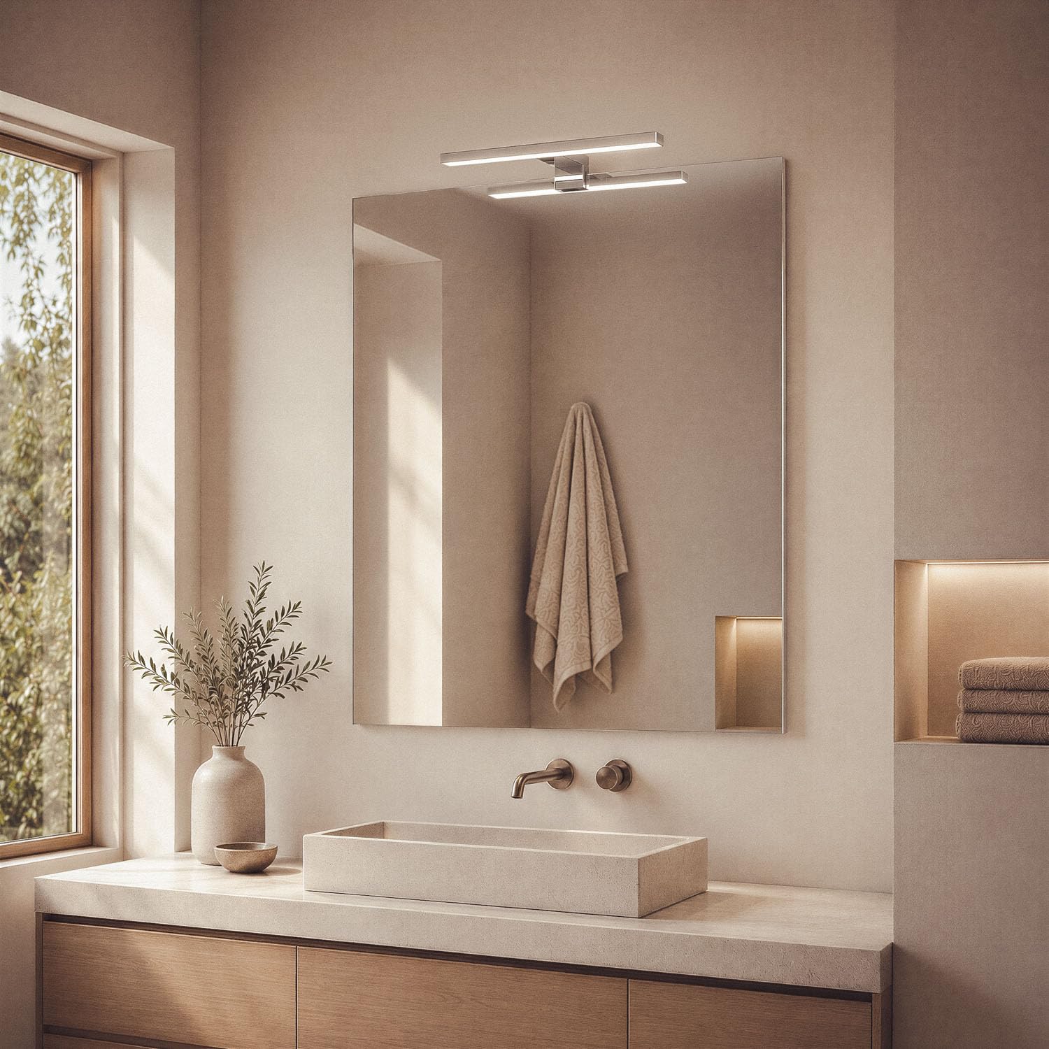 LEDKIA LIGHTING Aplique Espejo Baño Carl 5W Plata 6000K Blanco Frío