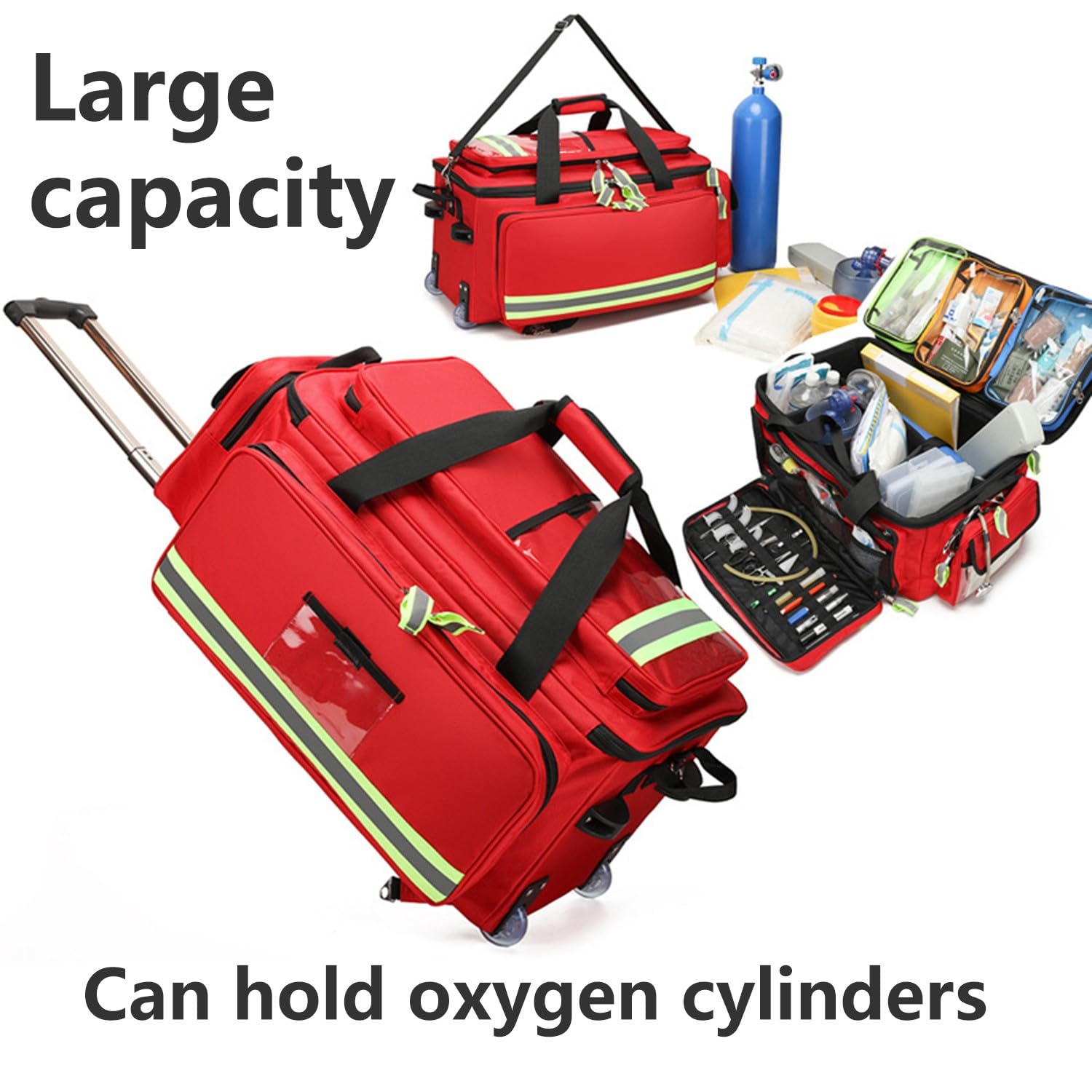 Botiquín De Rescate De Emergencia,Caja Médica con Carro,Botiquín De Primeros Auxilios Profesional, Tela Oxford Impermeable, Bolsa De Suministros Médicos, para Senderismo,Viaje,Campamento A
