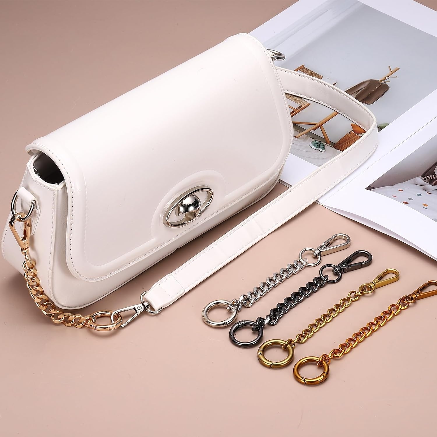 uxcell Chunky Metal Purse Strap, 16" Bag Extender Chain, Gold, 0.6" Width image 4