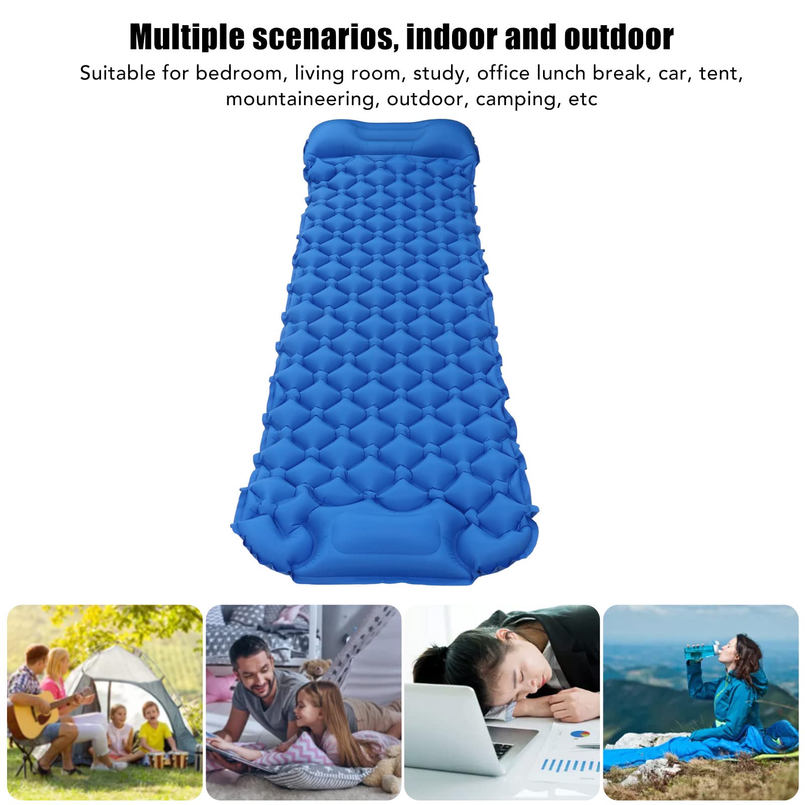 Coussin de Couchage de Camping Gonflable Imperméable avec Oreiller Gonflable, Excellente étanchéité, Gain de Place, Idéal pour la Randonnée, la Randonnée
