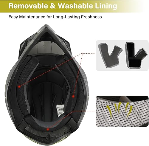 Miniatura 5 de TCMT Casco unisex para adultos, casco todoterreno de cara completa, para motocross, cuatrimoto, bicicleta de montaña, casco MX aprobado por DOT