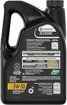 زيت كاسترول إيدج 5w-30 المتقدم الكامل للسيارات الاصطناعية ، 5 كوارت