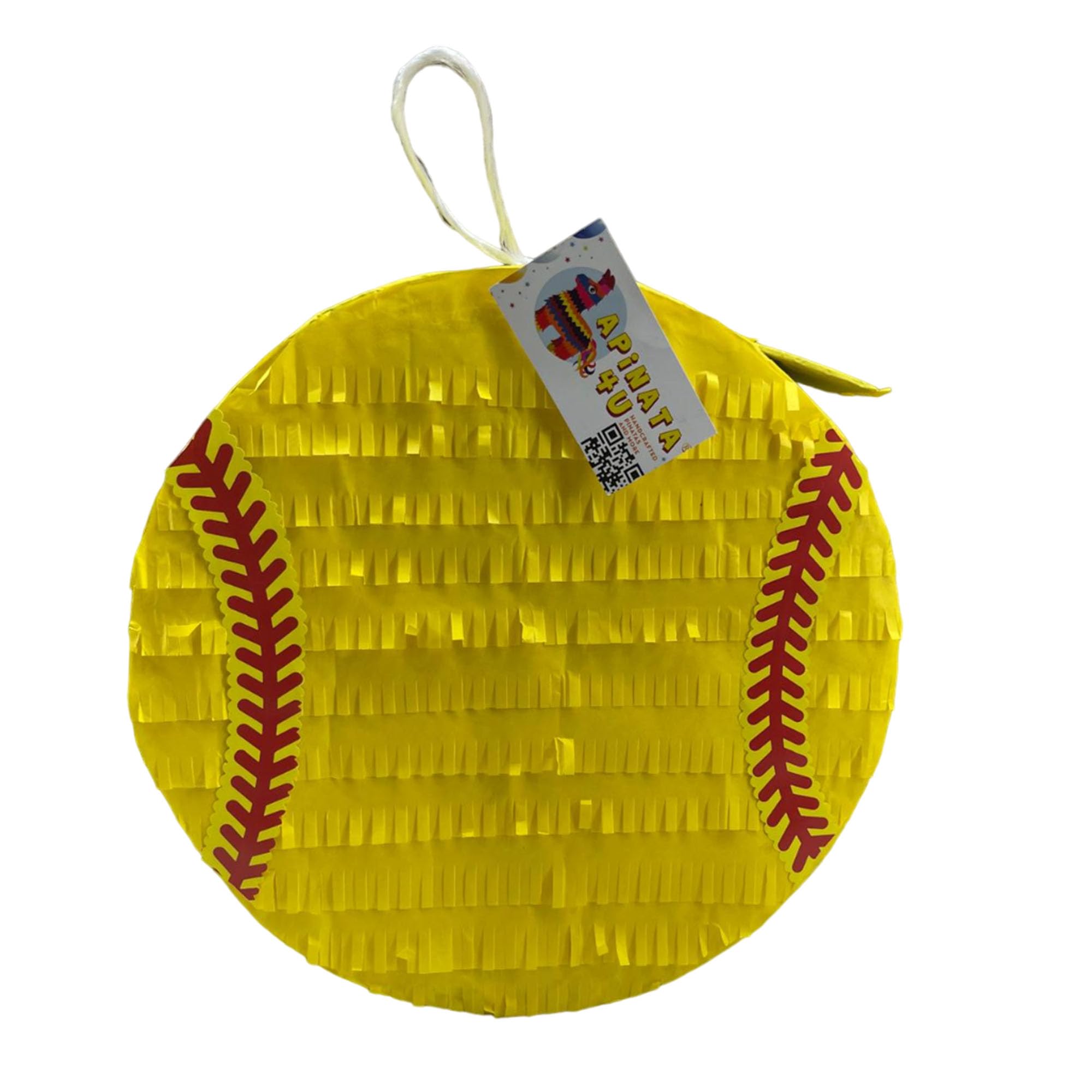 Piñata softball 2D, żółty, 40,6 cm, na przyjęcie urodzinowe, do dekoracji imprez