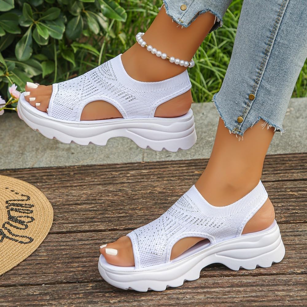 Sandalias ortopédicas para mujer, zapatos de playa para mujer, White, 40 EU