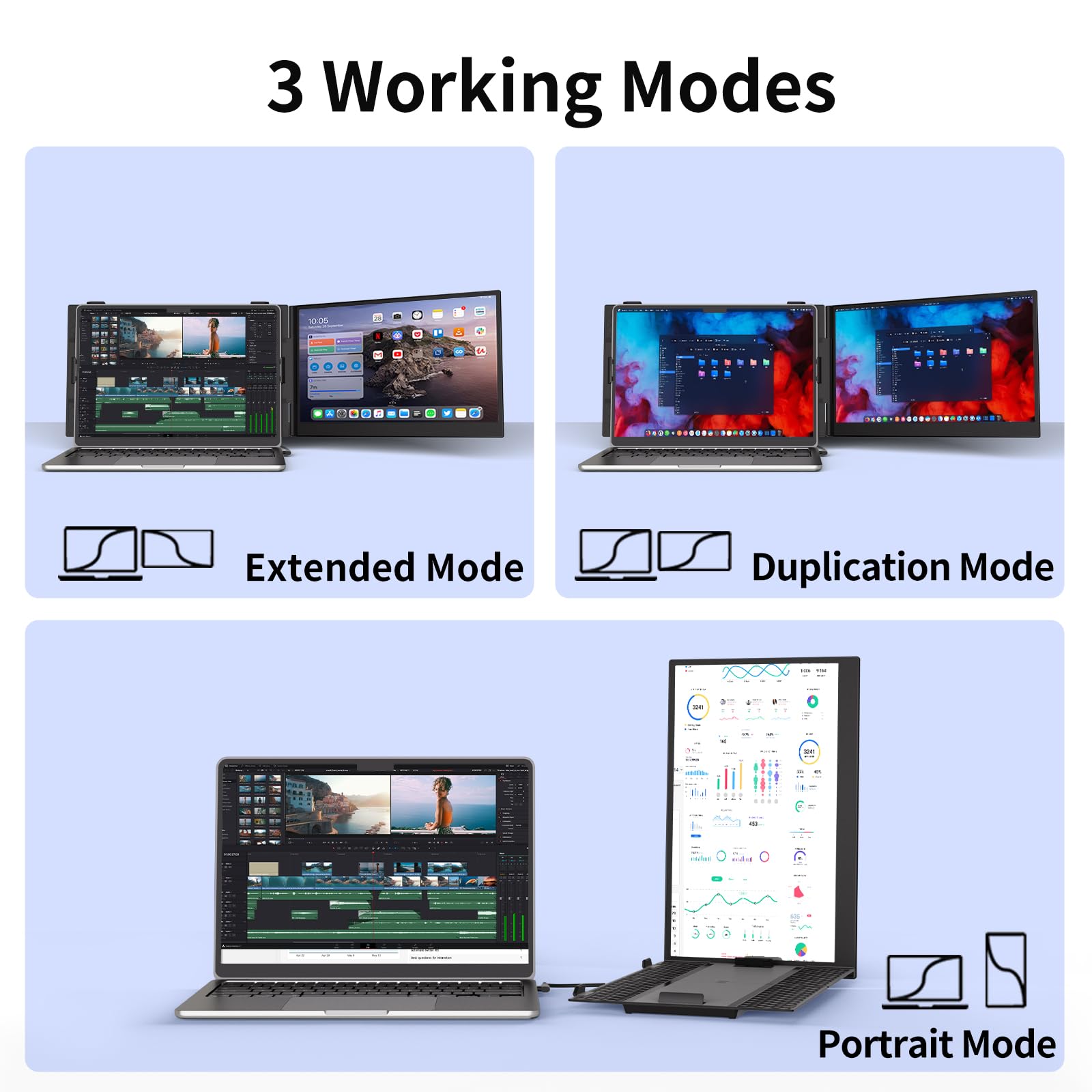 Doppio schermo PC portatile ultra sottile leggero 14" FHD 1080P IPS Estensione schermo PC portatile Monitor schermo aggiuntivo per 13,3-17" Computer portatile compatibile con Windows MacBook