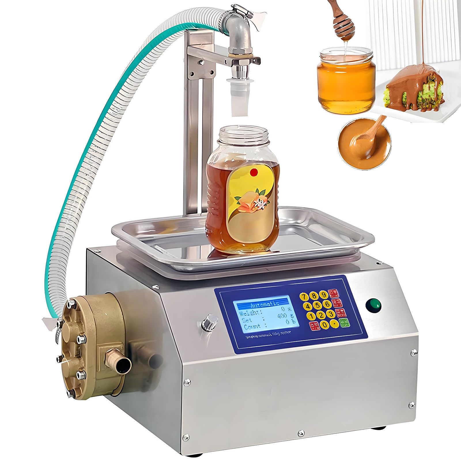 Wddeyyds Brass Gear Pump Honey Bottle Filling Machine, Automatic Quantitative Viscous Bottling Equipment Filling Machine, 7L/Min Quick Fill Honey Filler For Shampoo Syrup Edible Oil Paste Tomato Sauce