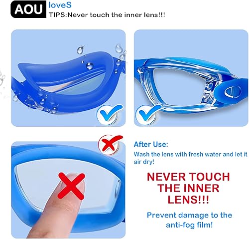 Miniatura 5 de Aouloves Gafas de natación para niños, paquete de 2, antiniebla, sin fugas, visión clara, gafas de natación para piscina de agua para edades de 3 a