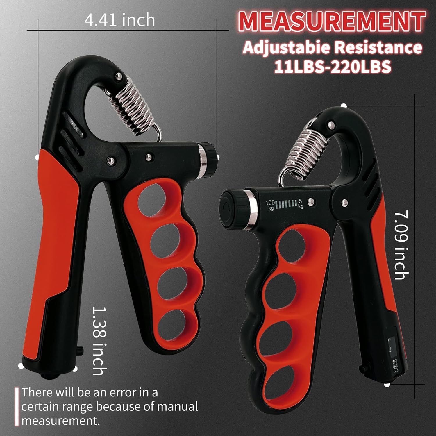 XYNO Grip Strength Trainer 2 Pack β Adjustable 11-220 Lbs with Auto Counter | Hand Grip Strengthener & Forearm Exerciser for Gym, Athletes, Musicians, Injury Rehab & Home Workout (RED) 3