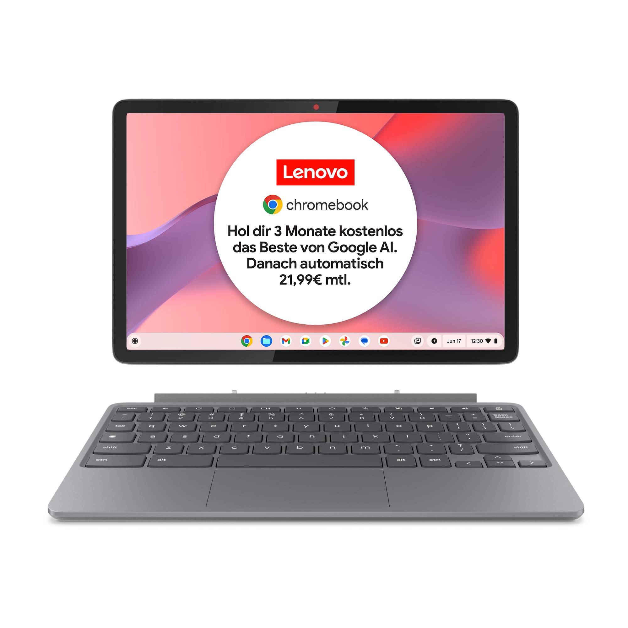 Lenovo Chromebook IdeaPad Duet 3 2-in-1 Tablet | 10,95" WUXGA Touch Display | Mediatek Kompanio 838 | 4GB RAM | 128GB SSD | Mediatek Grafik | ChromeOS | QWERTZ | grau