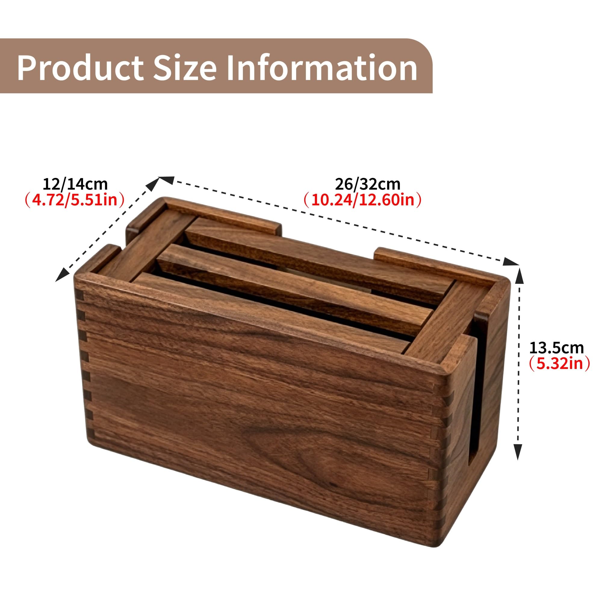 Scatola di Gestione Dei Cavi in ​​legno, Organizzatore Spegnicavo in Legno for Ciabatta, pavimento/TV, Organizer Sotto La Scrivania Ufficio Domestico(Brown,12.60x5.51x5.32in)