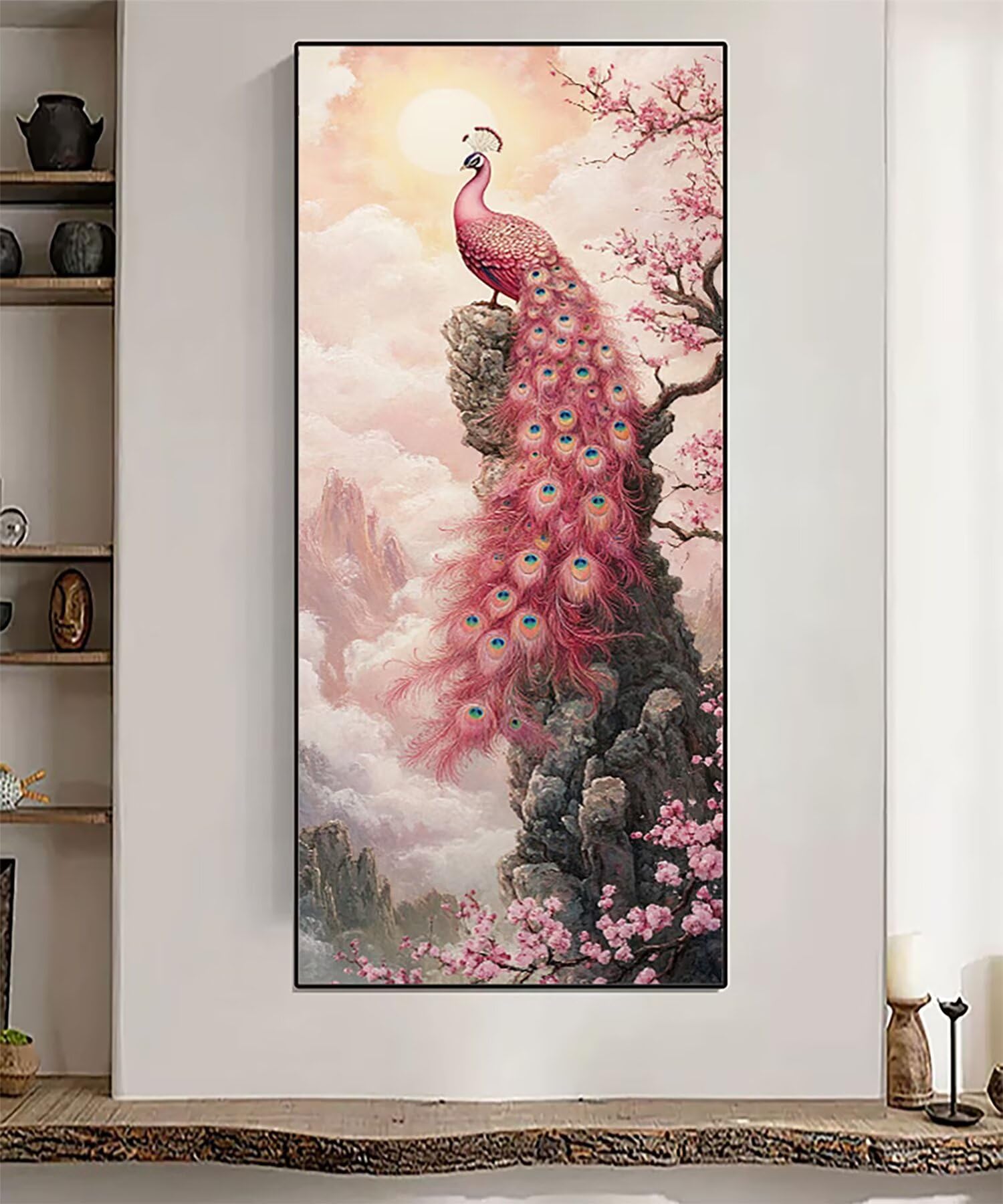 Malowanie diamentami duży rozmiar 200 x 100 cm, DIY 5D diamentowe malowanie paw diamenty kryształowe artystyczne rysunki z koralikami do przyklejania, DIY górskie malarstwo diamentowe do dekoracji