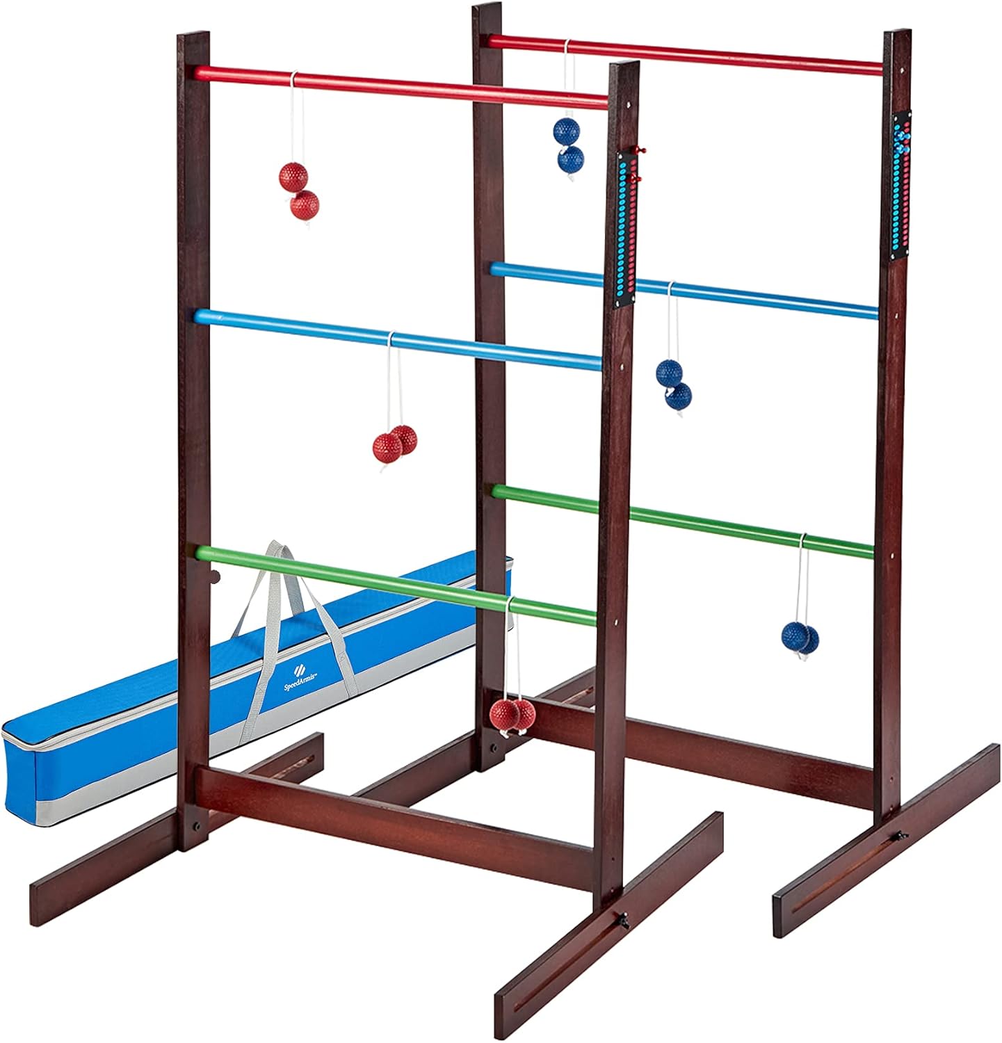 Vintage Ladder Toss Game Set, 48In Rubber Wooden Ladder Ball Golf Lawn Game with 6 Bolo Balls & Carrying Case - Outdoor Backyard Game for Teens Adults Family