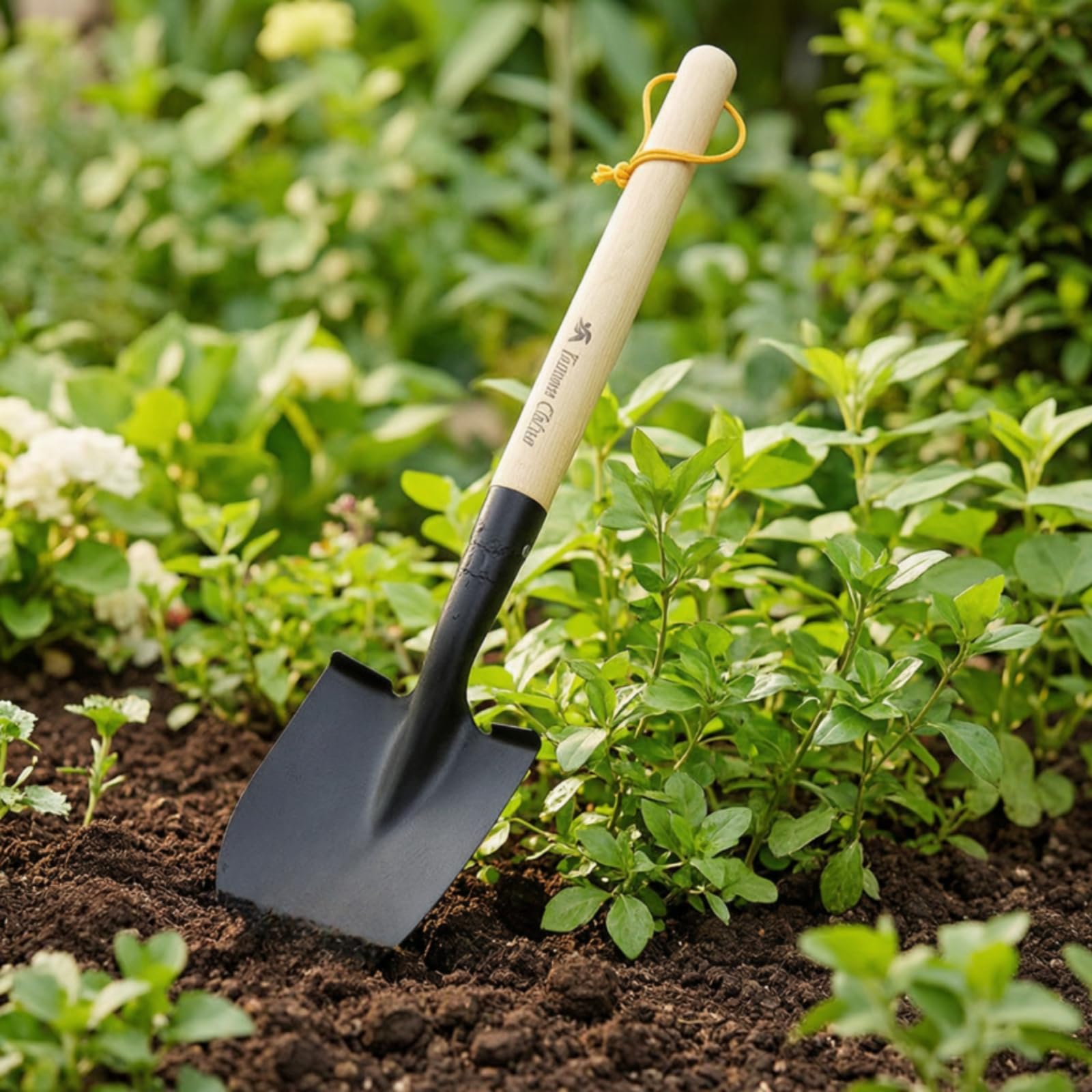 Pala para Jardinería de Niños con Mango, Pala De Jardinería con Mango De Madera, Cabeza Cuadrada Negra, 71 Cm De Largo, 20.5 Cm De Ancho, 15 Cm De Alto, 1.5 Mm De Grosor, 0.71 Kg