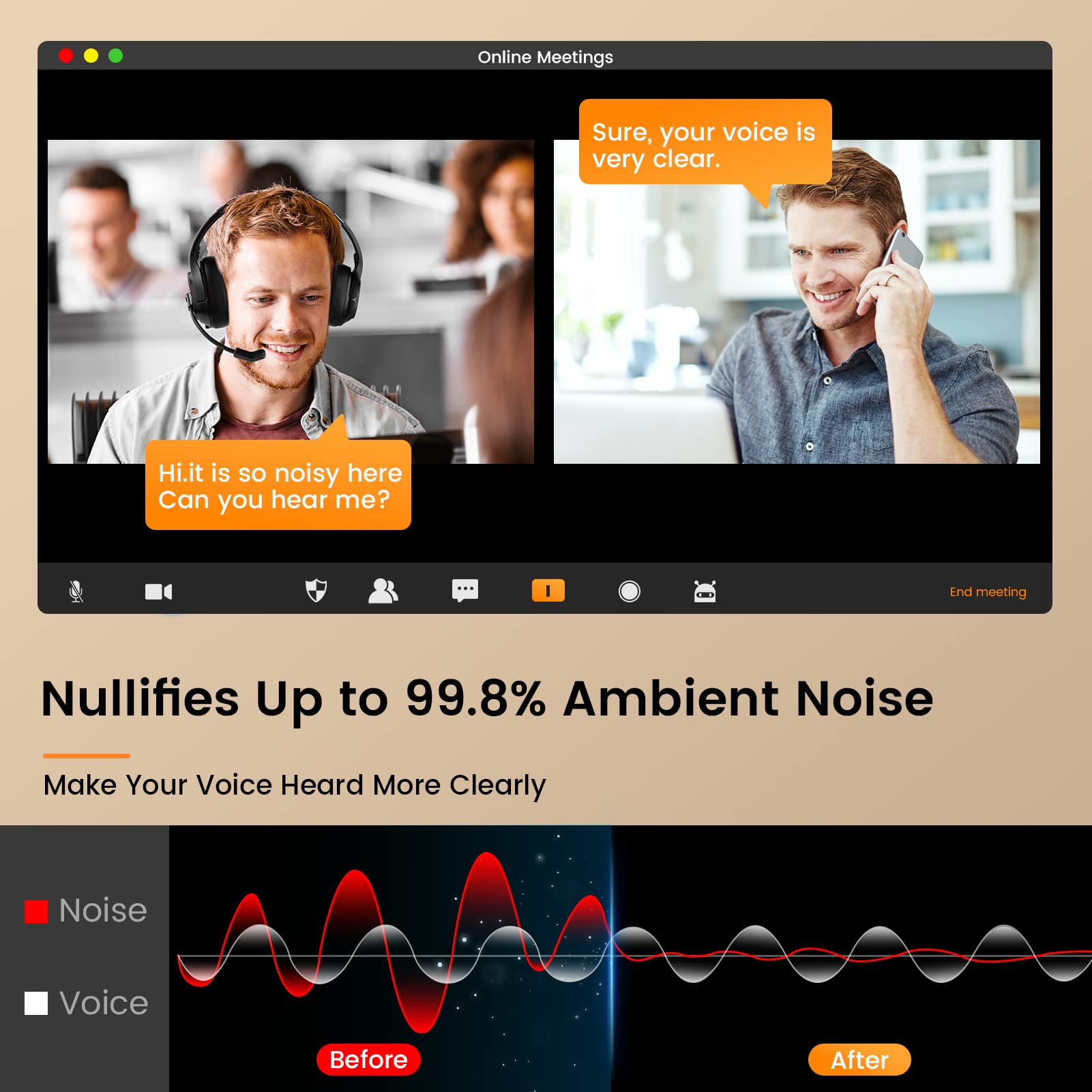 EKSA Wireless Headset with Mic for Work - Dettaglio