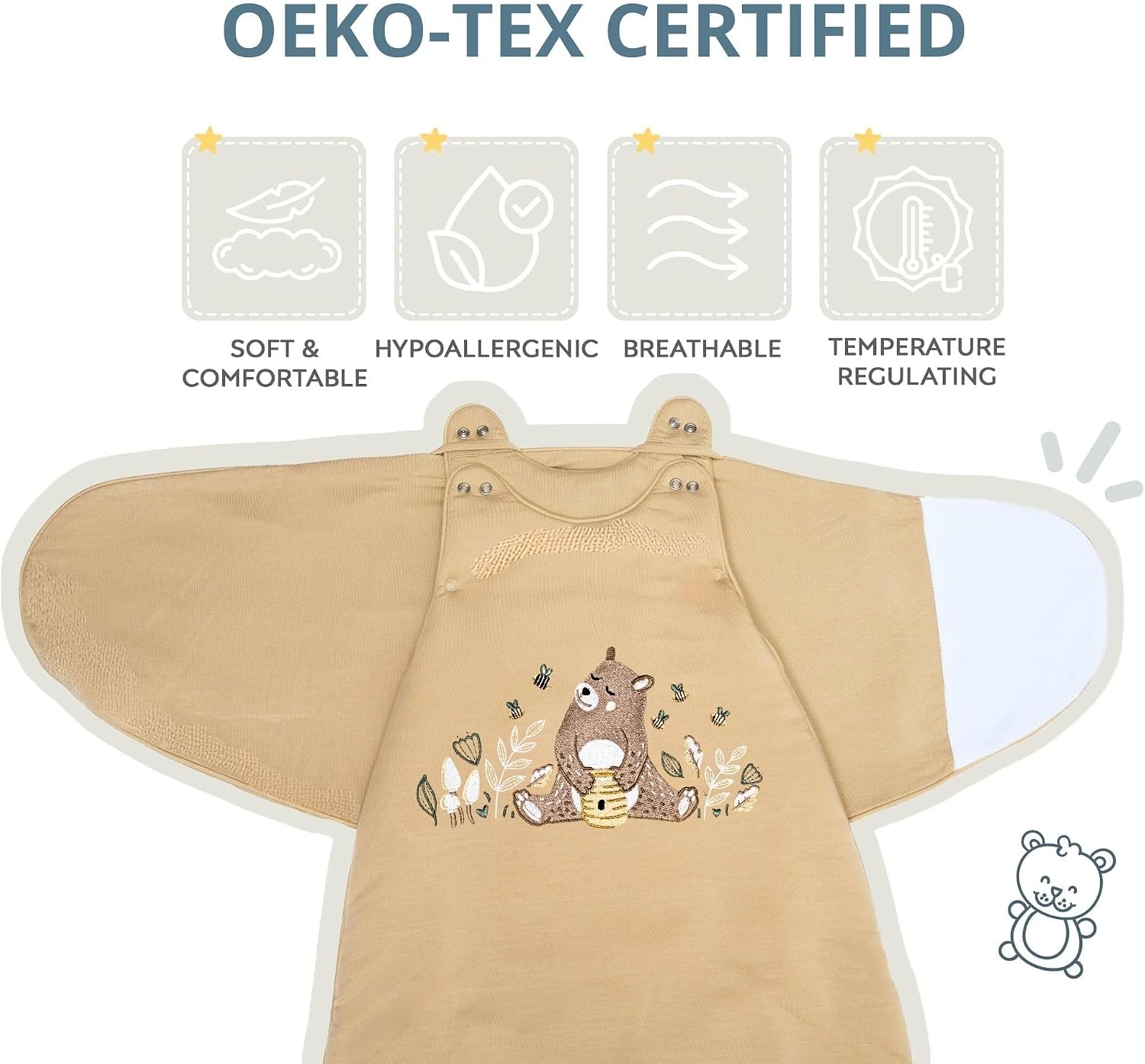 2-In-1 Baby Sleep Sack & Swaddle Wrap - Newborn Sleep Sack Fits 0-24 Months - Bamboo Rayon & Merino, Baby Swaddle Sleep Sack