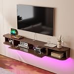 Furninova Floating TV Stand,47'' Wall Mounted TV Cabinet,Floating TV Console,Under TV Shelf with 1 Door and 2 Cabinets for TVs up to 55''(Walnut)
