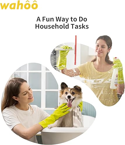 Miniatura 6 de wahoo Guantes de limpieza respetuosos con la piel, guantes de algodón con forro flocado, reutilizables, antideslizantes, impermeables, tiernos,