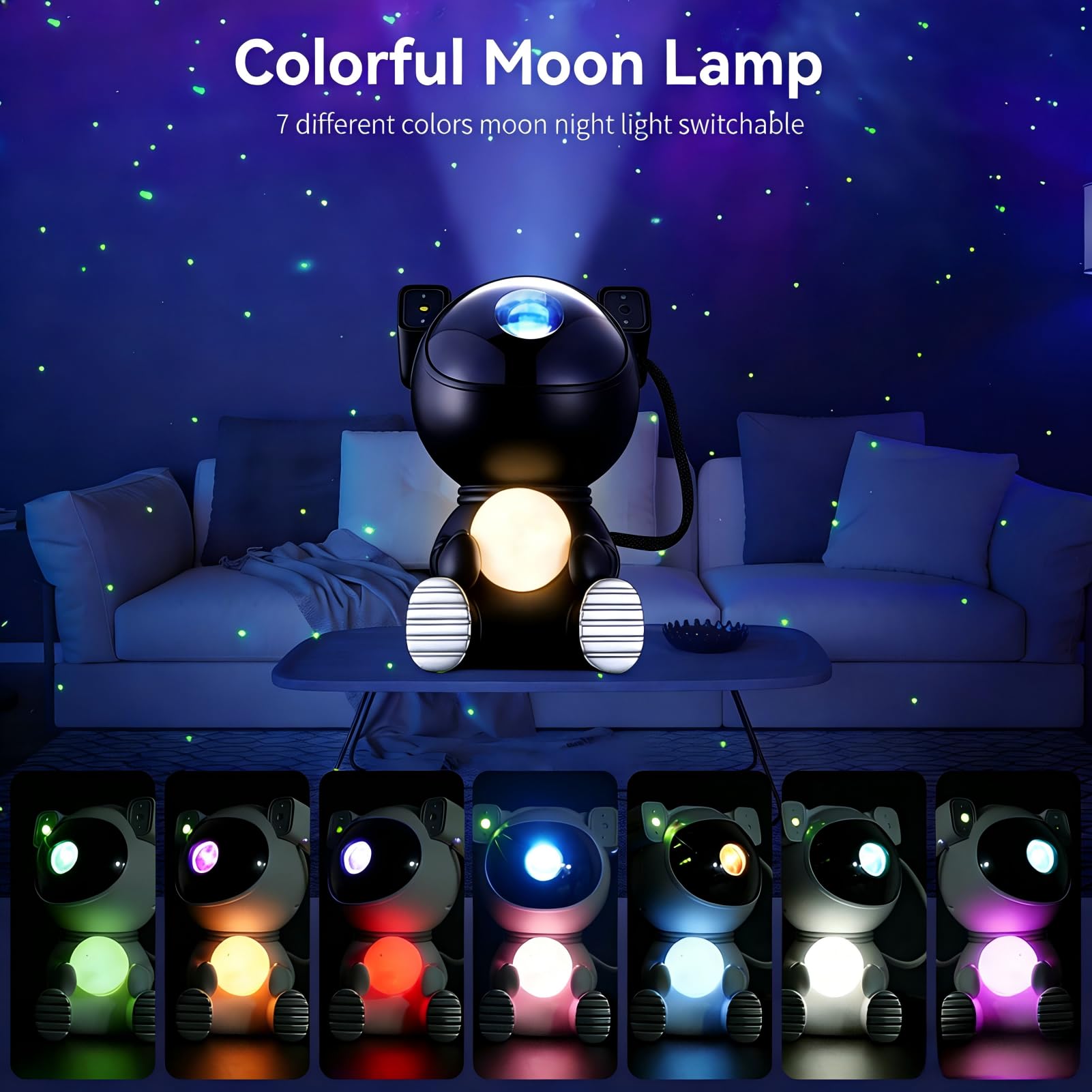 Aoshet LED Sternenhimmel Projektor, Astronaut Sternenhimmel Projektor Galaxy Nachtlicht, Schlafzimmer Deckenprojektion Lampe mit Timer und Fernbedienung,Geschenk für Kinder und Erwachsene (Schwarz)