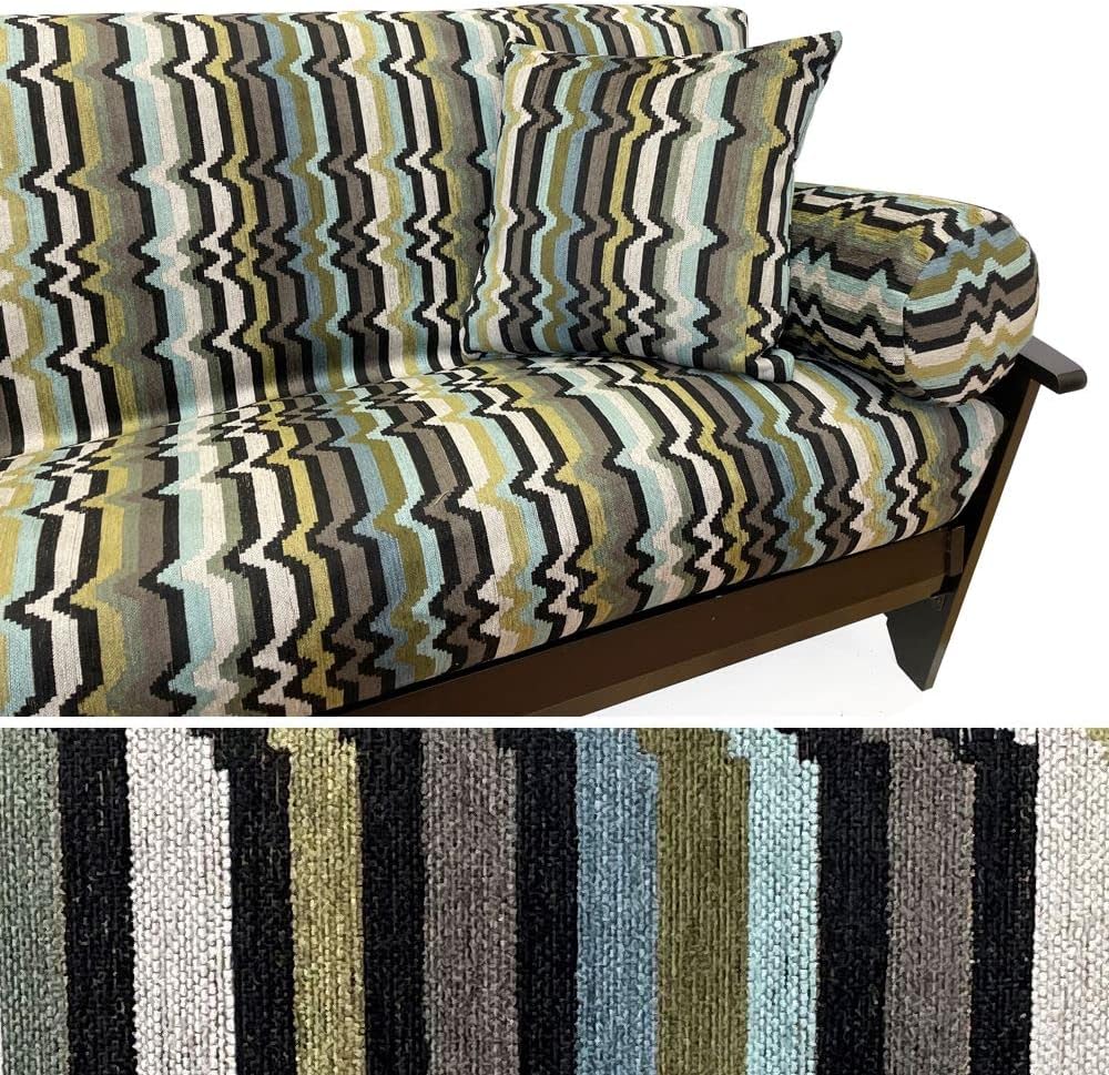 SlipcoverShop Chenille Zaney Cabana Futon Cover 479 Queen 5pc Pillow Set