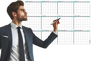 Laminated Blank - 24" X 36" Large Erasable 12 Month Wall Calendar Yearly Annual Planner (Bh-24x36)