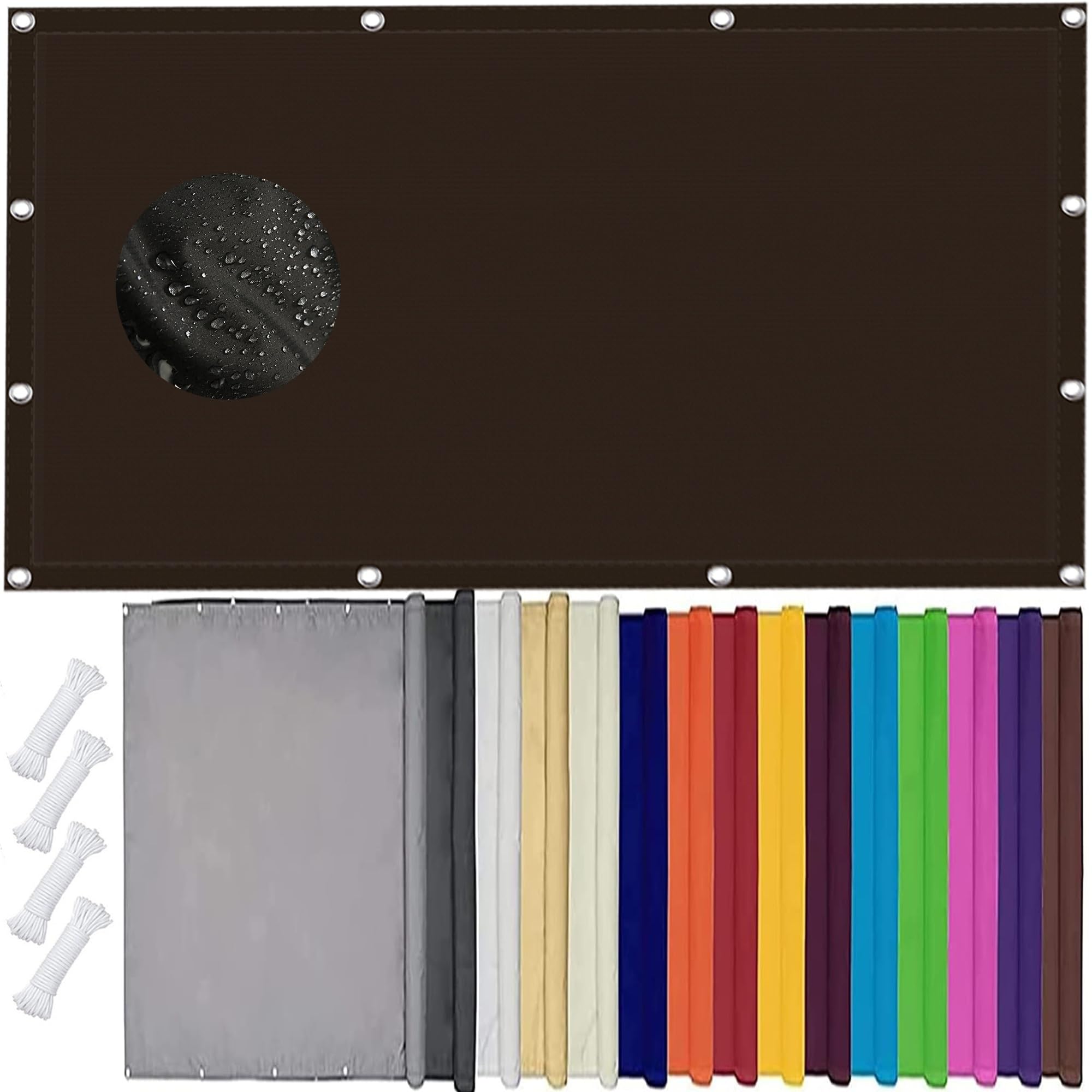 GLDYTVF Garden Sun Sail 1.4 x 1.7 m Rectangular Waterproof Shade Cloth 95% Sunblock Windproof Weather Resistant Easy Installation with Rope Brown