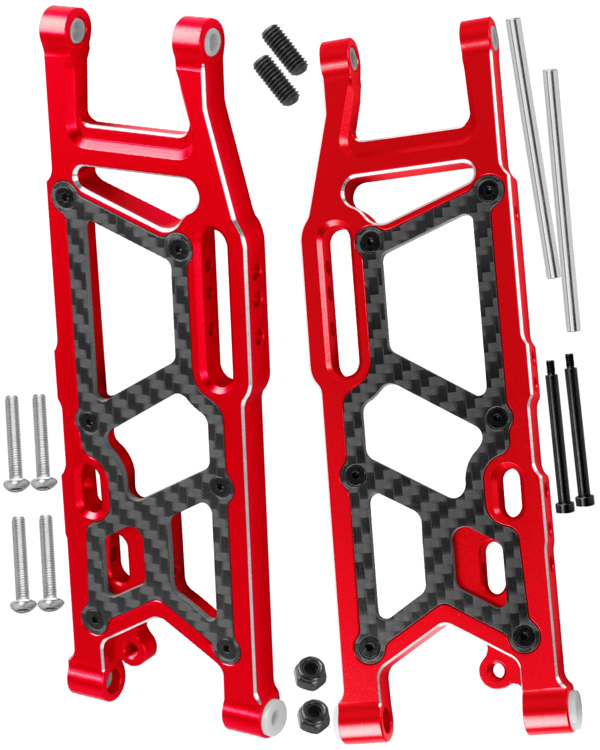 RCHuiWow RC Rear Suspension Arms Upgrades Part for 1/8 Kraton (V4&V5)/Outcast/Notorious/Talion 6S BLX,1/7 Big Rock 6S BLX,Alloy Aluminium Rear Suspension Arms A Arms,2pcs,Red